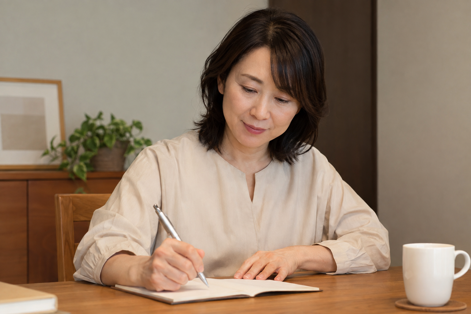 歯の治療歴をノートに整理する女性