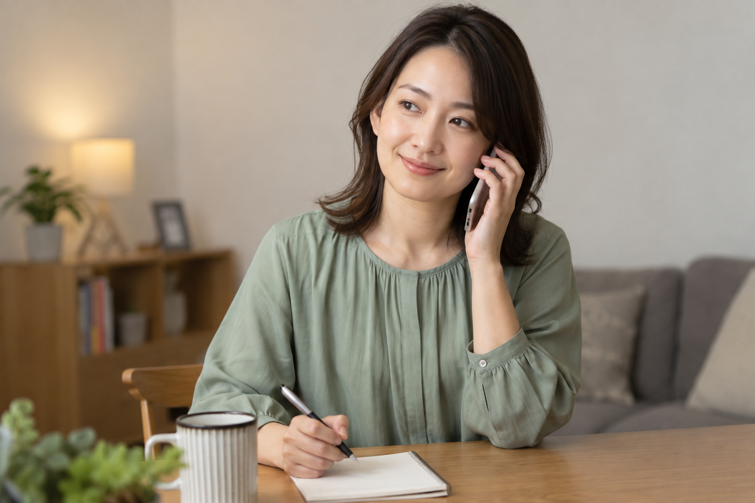 歯科への再受診を電話で相談する女性