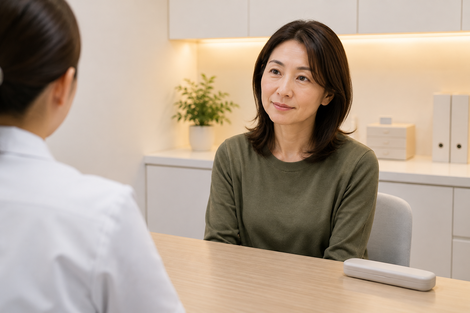 普段の清掃方法について説明を聞く女性の相談イメージ