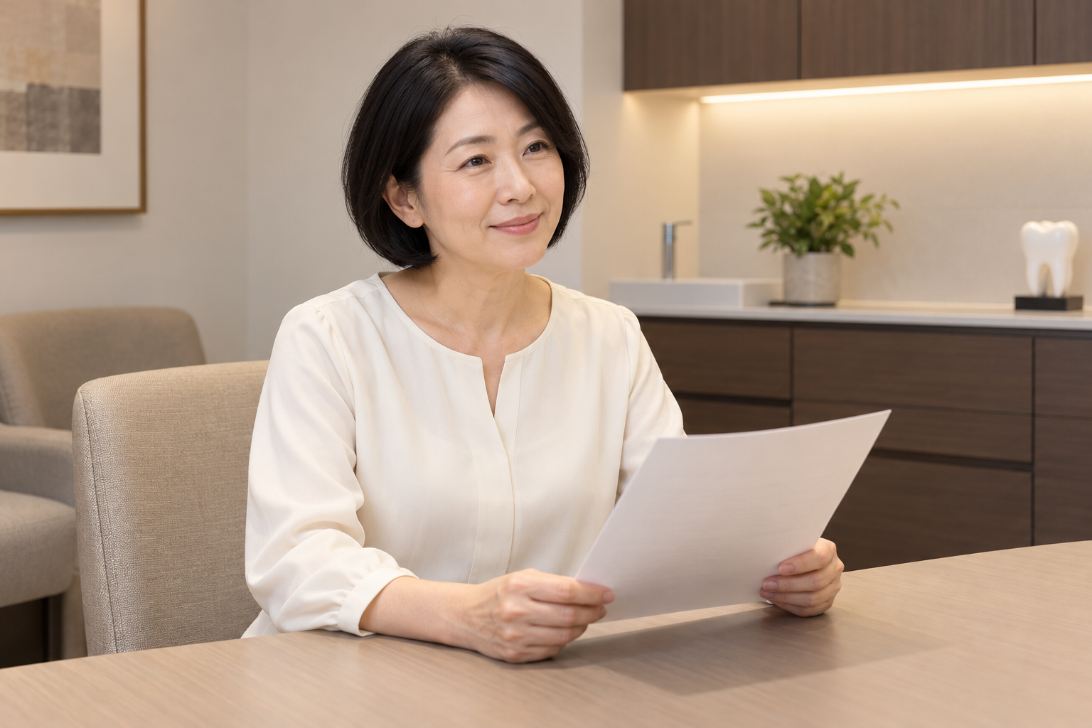 治療の説明資料を読む女性