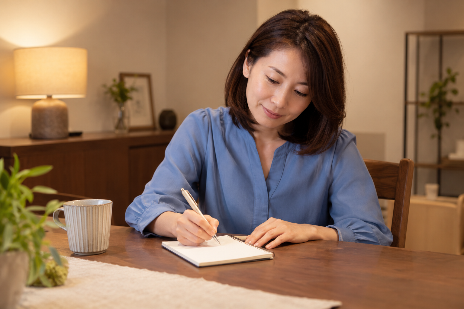 相談したいことをノートに書く女性